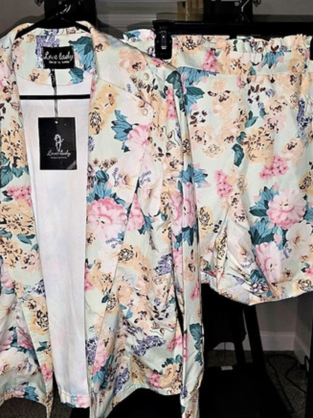 Love & Liberty Floral Jacket & Shorts Set in Blue & Pink NWT